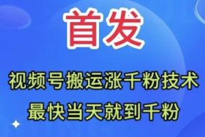 全网首发：视频号无脑搬运涨千粉技术，最快当天到千粉【揭秘】